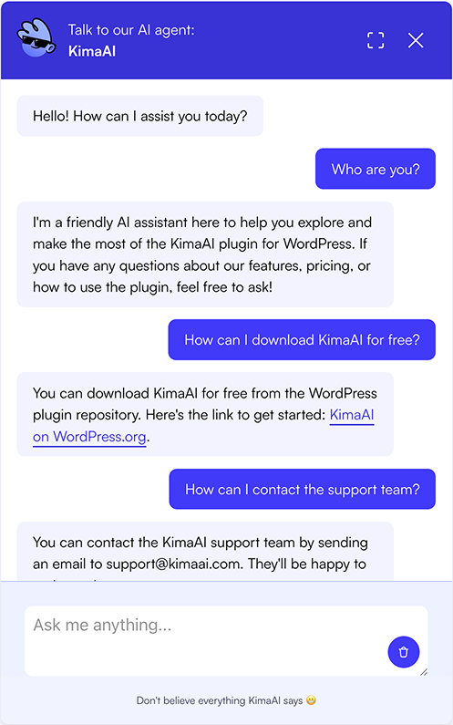 KimaAI AI Assistant widget