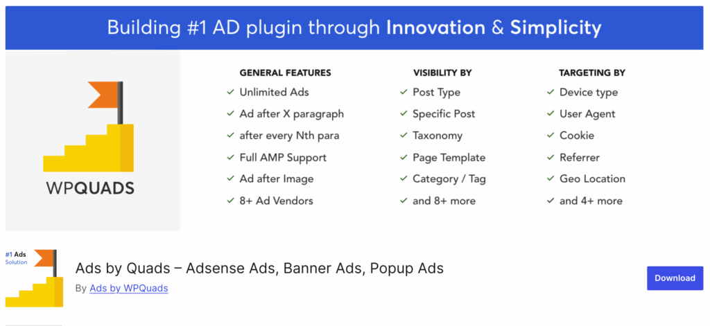 Ads by Quads – Adsense Ads, Banner Ads, Popup Ads Plugin