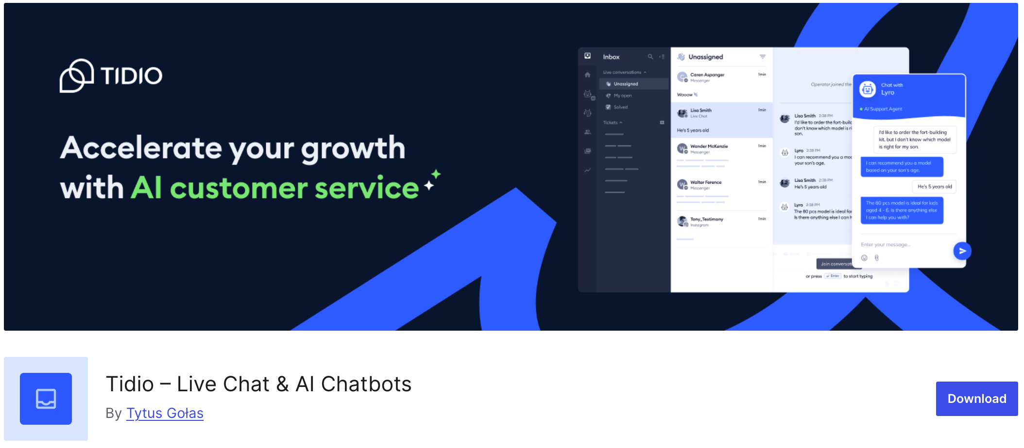 Tidio – Live Chat & AI Chatbots WordPress Plugin