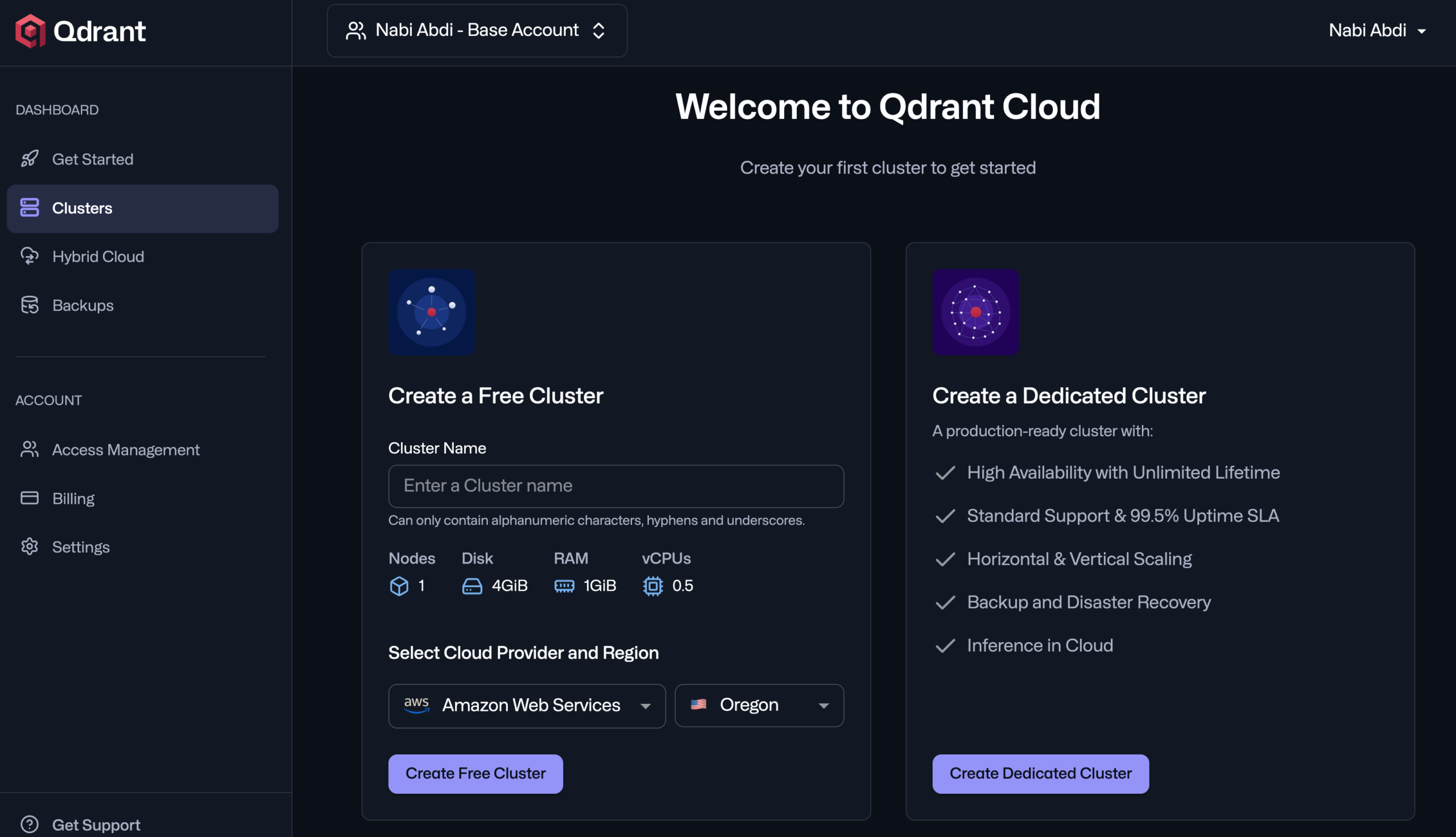 Create Cluster inside Qdrant